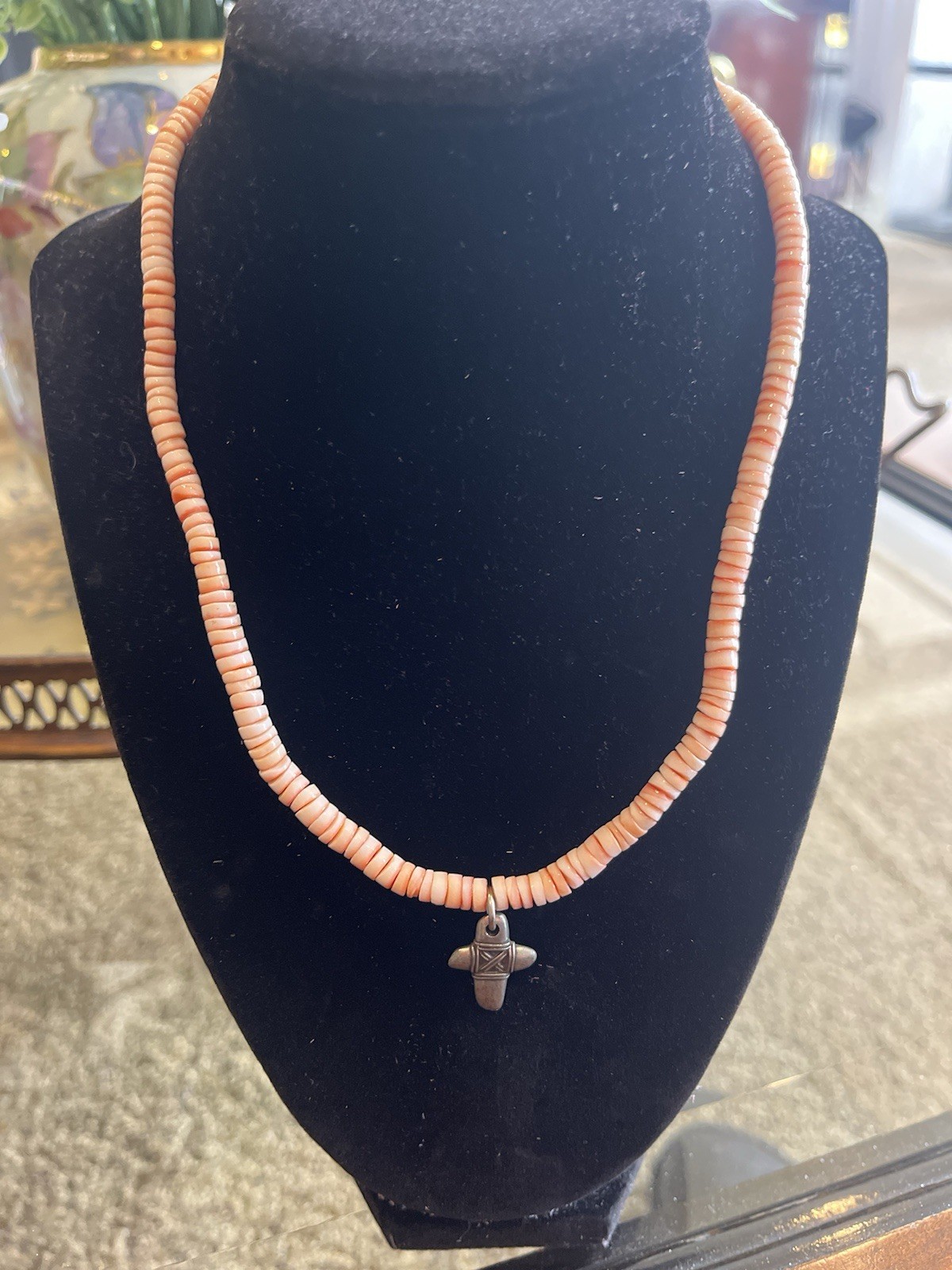 Pink Conch Shell Beaded 925 Sterling Silver necklace