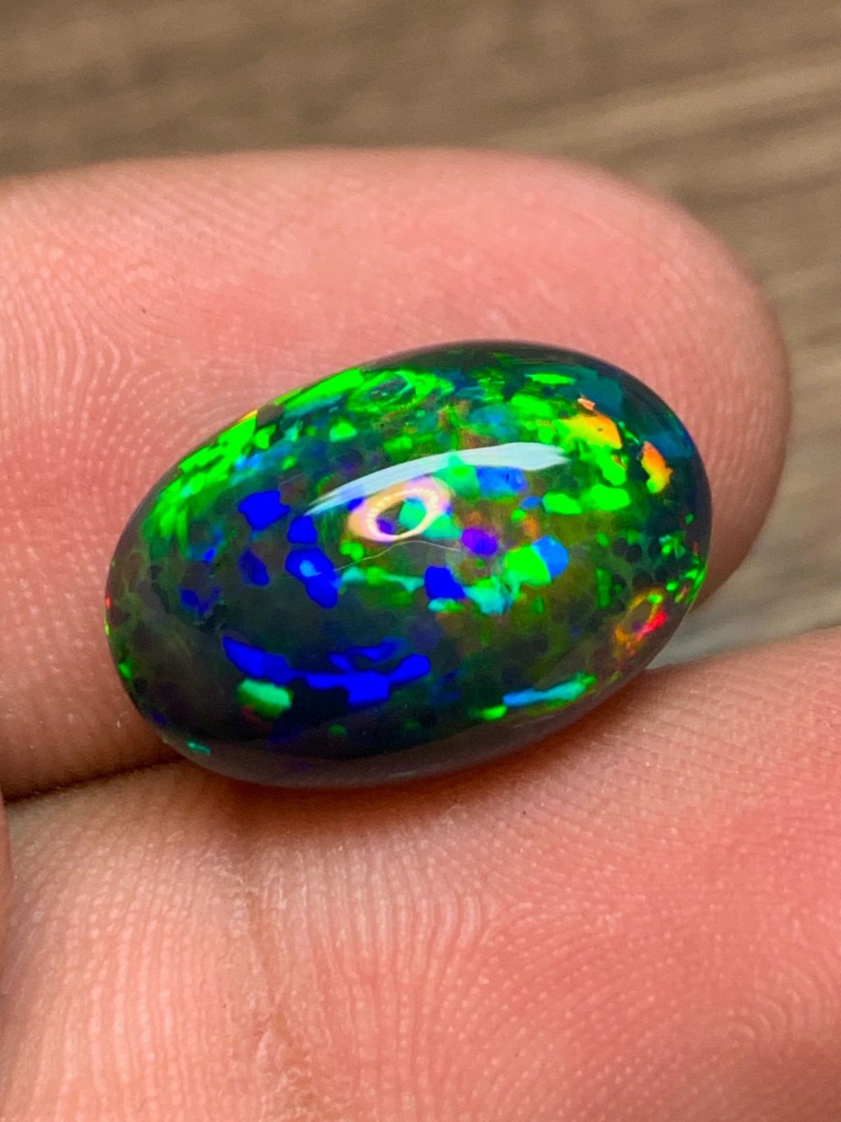 Ethiopian Black Opal Honeycomb Pin Fire 5.85 Carat Oval Cabochon Loose Gemstone