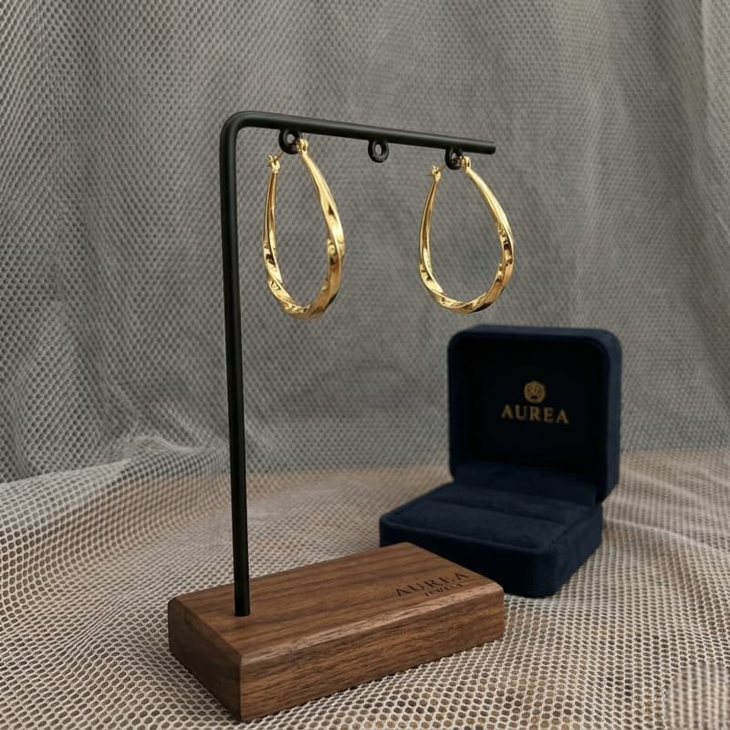 French Vintage Twist Hoop Earrings Gold Water-drop Huggie Statement Gift for Her