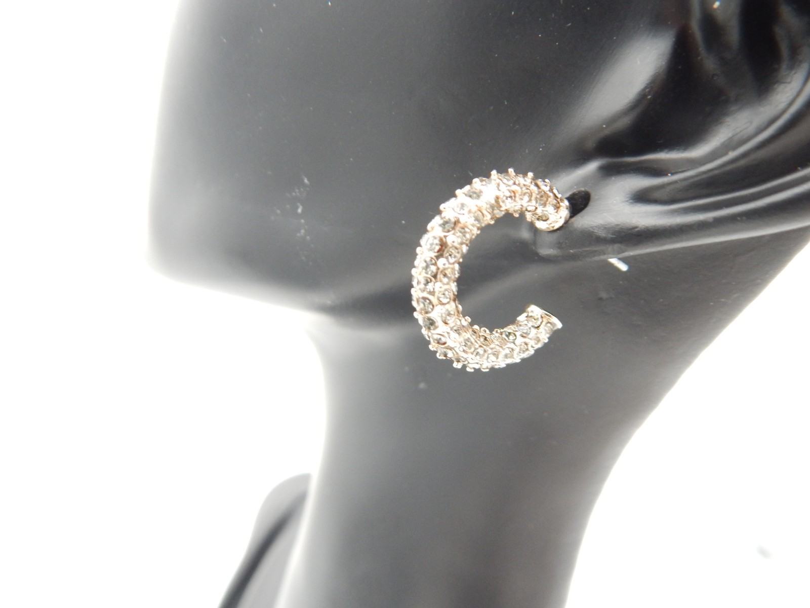 12K Gold Plated Crystal Paved Hoop Earrings