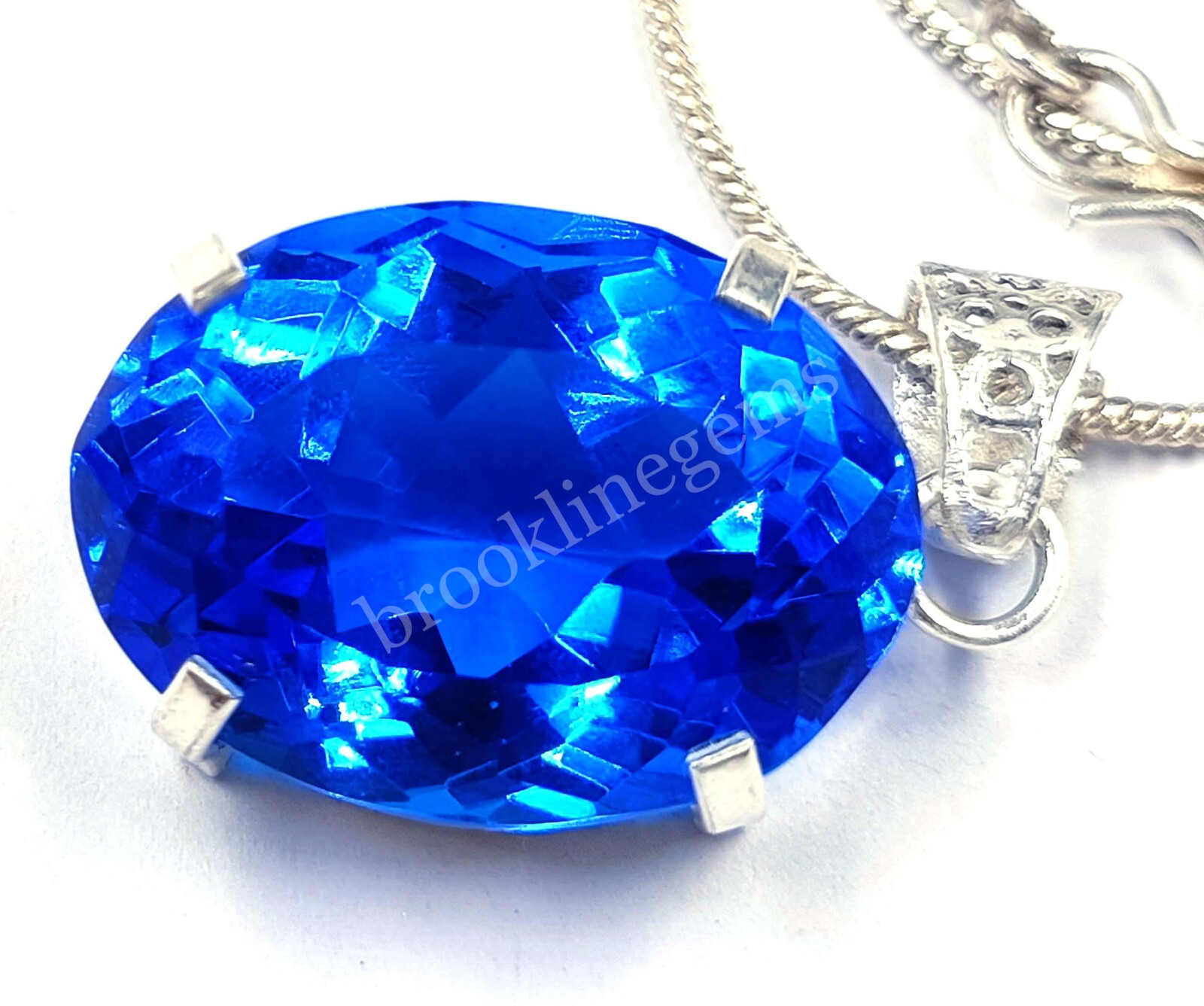 56 CT Oval Cut Natural Blue Sapphire EGL Pendant 925 Free Silver Chain 6LGL
