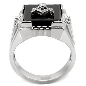 MASONIC MASON SILVER SQUARE BLACK RHODIUM CRYSTAL #2 RING SIZE 8 9 10 11 12 13