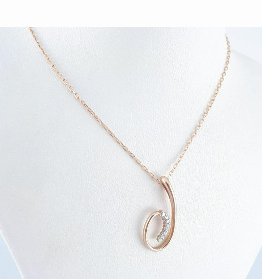 Midas 14K Rose Gold Diamond Pavé Teardrop Pendant Cable Chain Necklace