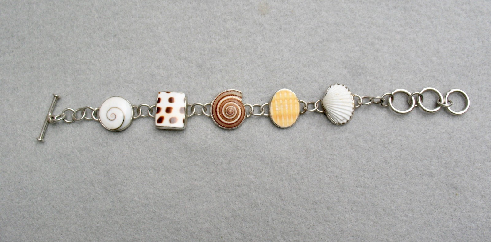 Sterling Silver Seashore Artisan Bracelet Toggle T. Tucker 6.5″-7.5″