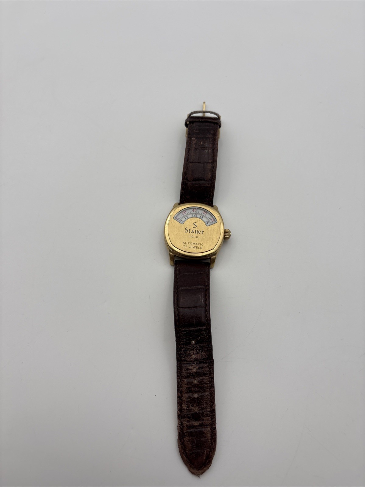 Stauer 1930 Dashtronic Automatic Watch Gold Tone 21 Jewel Jump Hour Style Runs