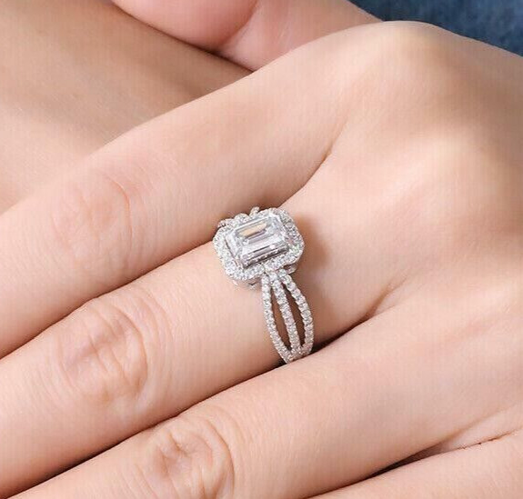 2.65 CT CZ Classic Ring Silver Plated Sweet Halo Proposal Ring Thanksgiving Ring
