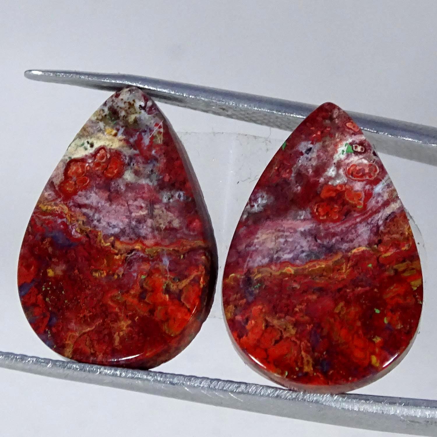 20.50Cts AA 100% Natural Hungarian Agate Pair Pear Cabochon Gemstone 13X32X3MM