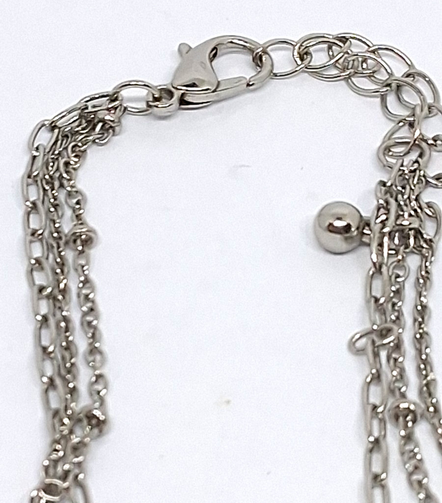 Vintage Silver Tone Triple Chain Bracelet Size 7.25