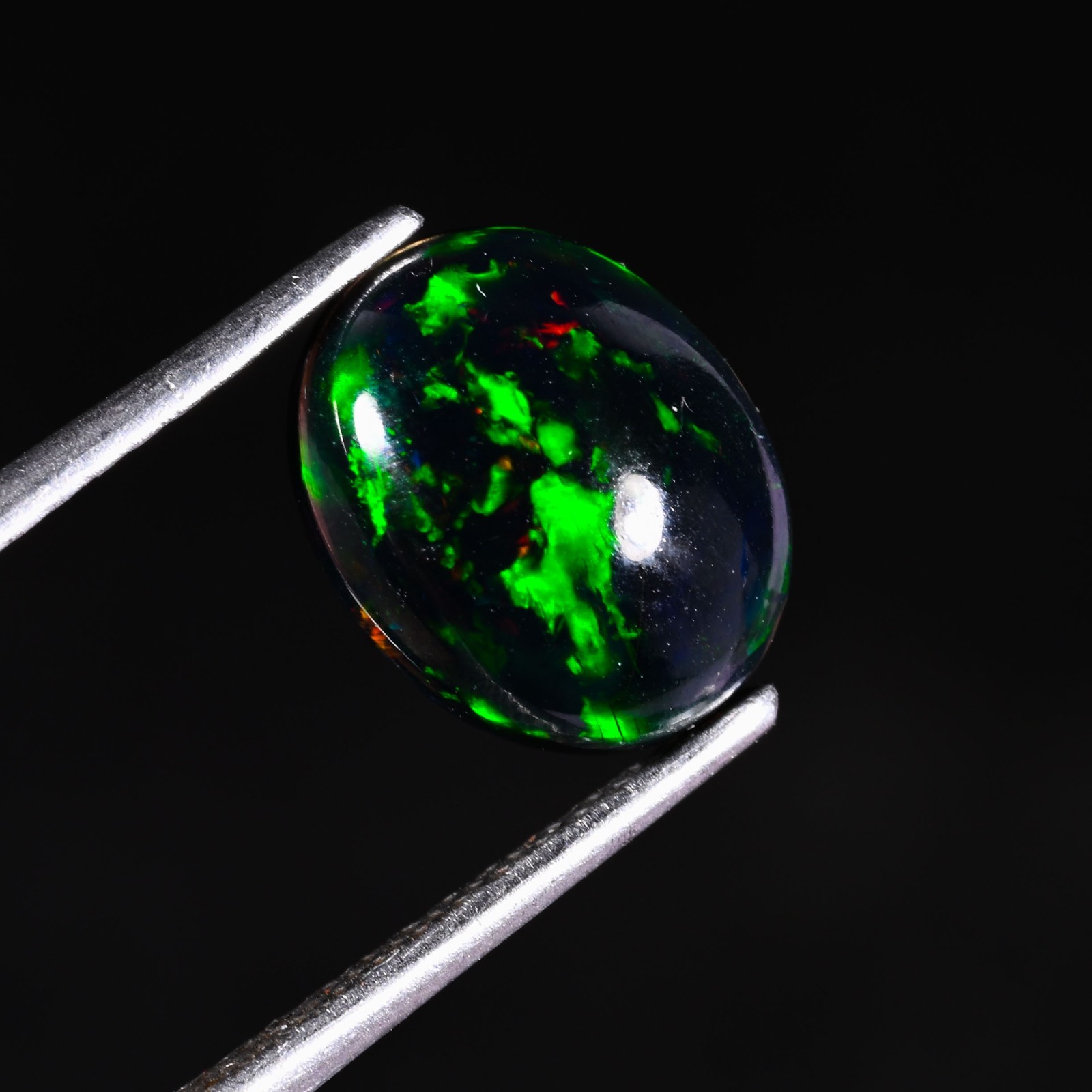 1.50 Ct Natural Ethiopian Black Opal 10×8 mm Fire Opal Cabochon Loose Gemstone