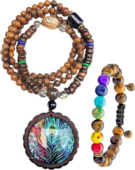Ethnic Beads Long Necklace Hippie Boho Jewelry Homemade Wood Pendant Women Gifts