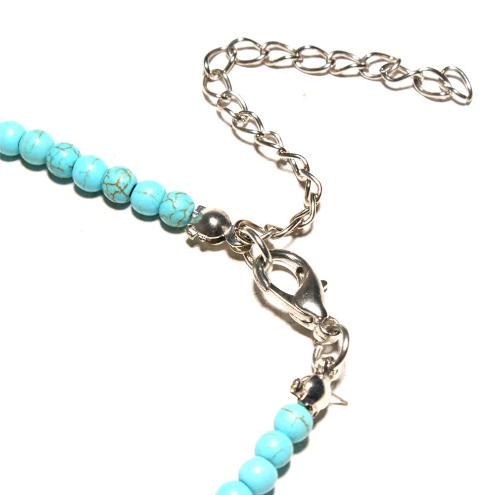 Small Dainty Cross Necklace Pendant Bohemian Turquoise Seed Bead Beaded Necklace