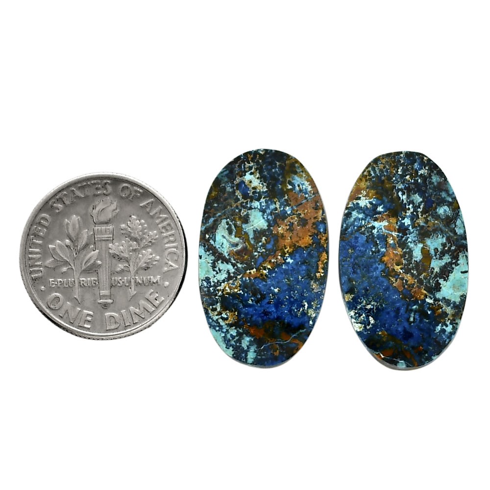 Natural Shattuckite Pair 13.8×23.3×3.7 mm Oval Polished Gemstone LS39-04626