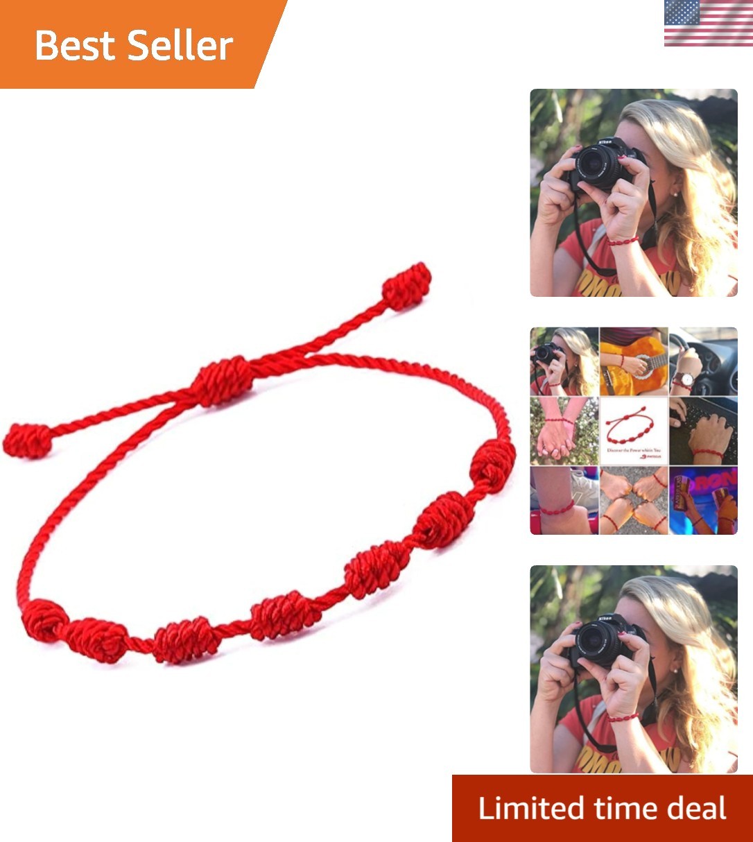 Versatile 7-Knot Evil Eye Bracelet – Handmade Good Luck Charm for Everyone