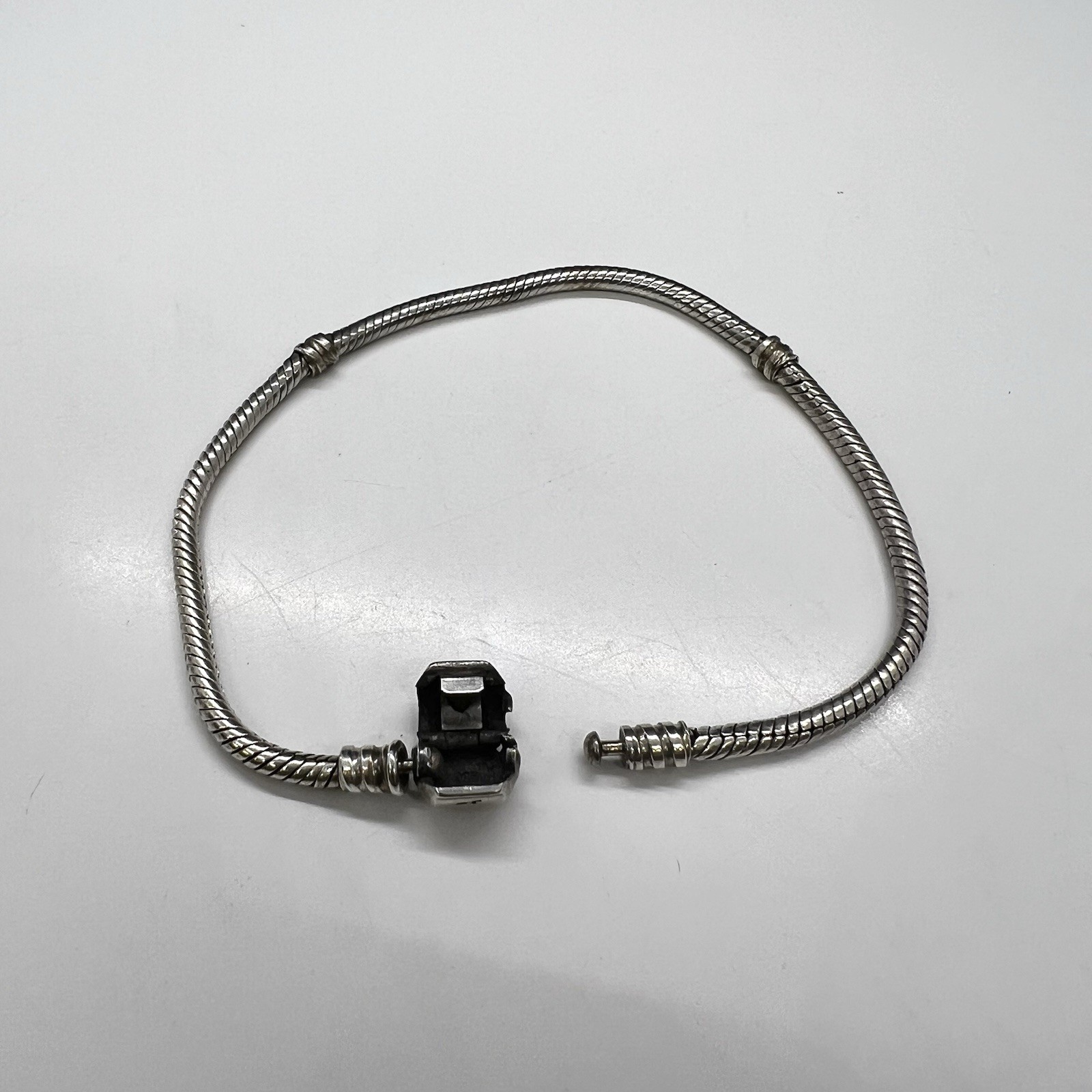 Pandora Sterling Silver Moments 8” Snake Chain Barrel Clasp 590702HV