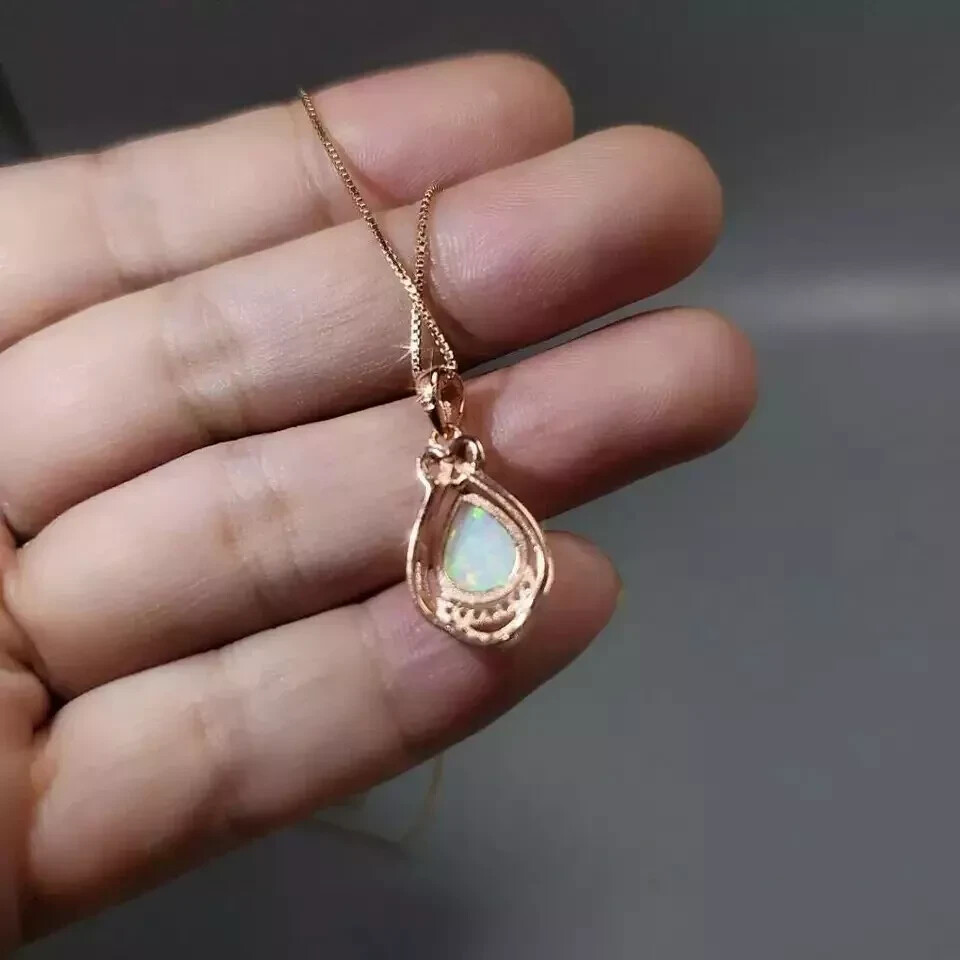 1.50Ct Pear Cut Fire Opal Teardrop Halo Pendant 14K Yellow Gold Over Free Chain