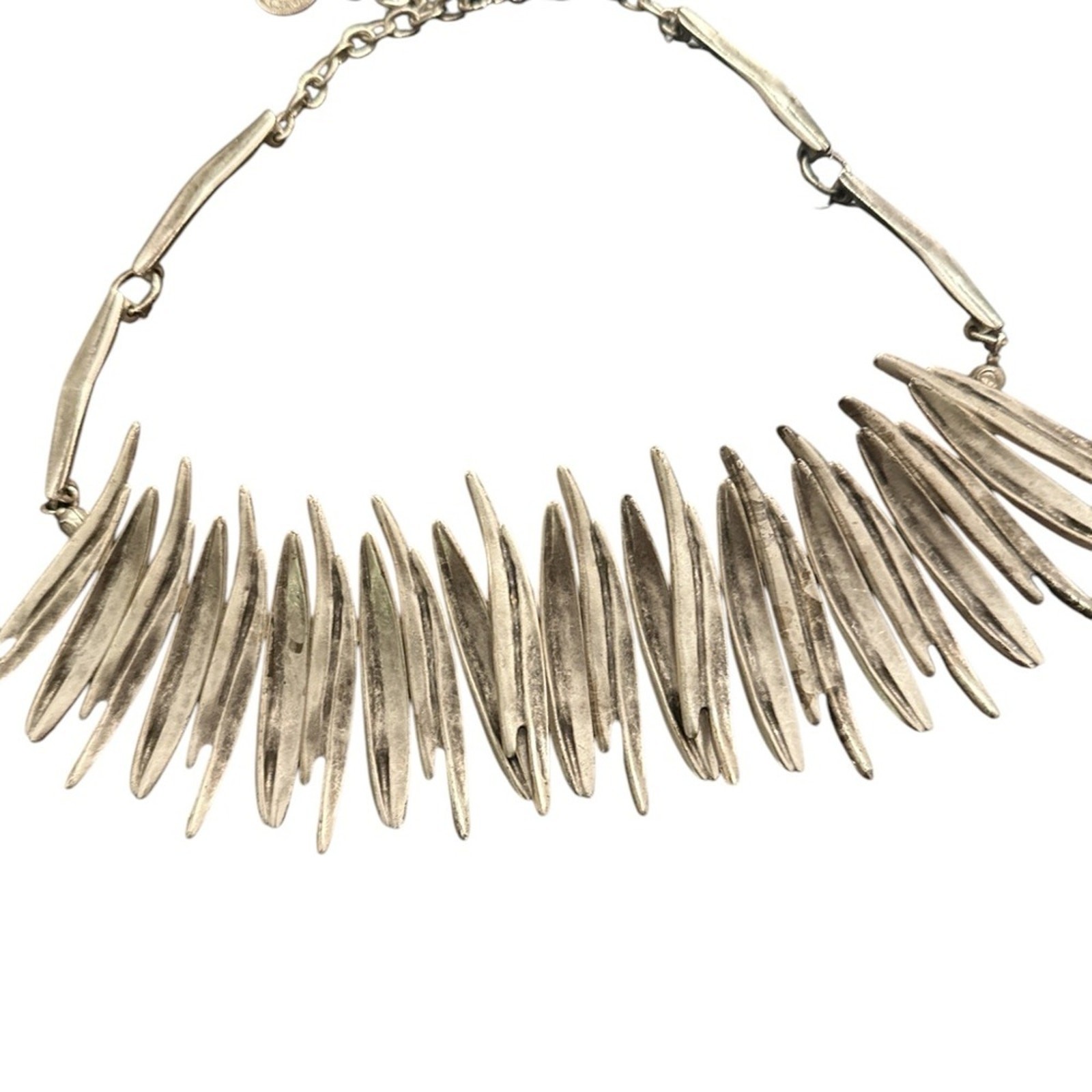 ZeyZey Silver plated Zinc Statement Necklace – Bold Abstract Zinc Metal Collar