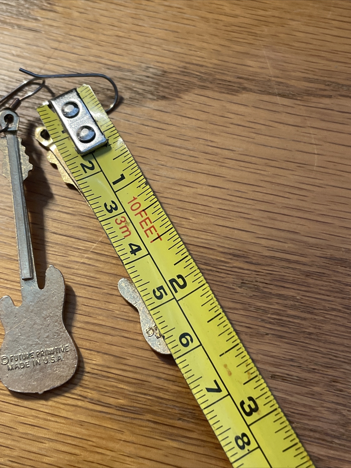 Vintage Future Primitive Guitar Instrument Earrings Pair 2.5”