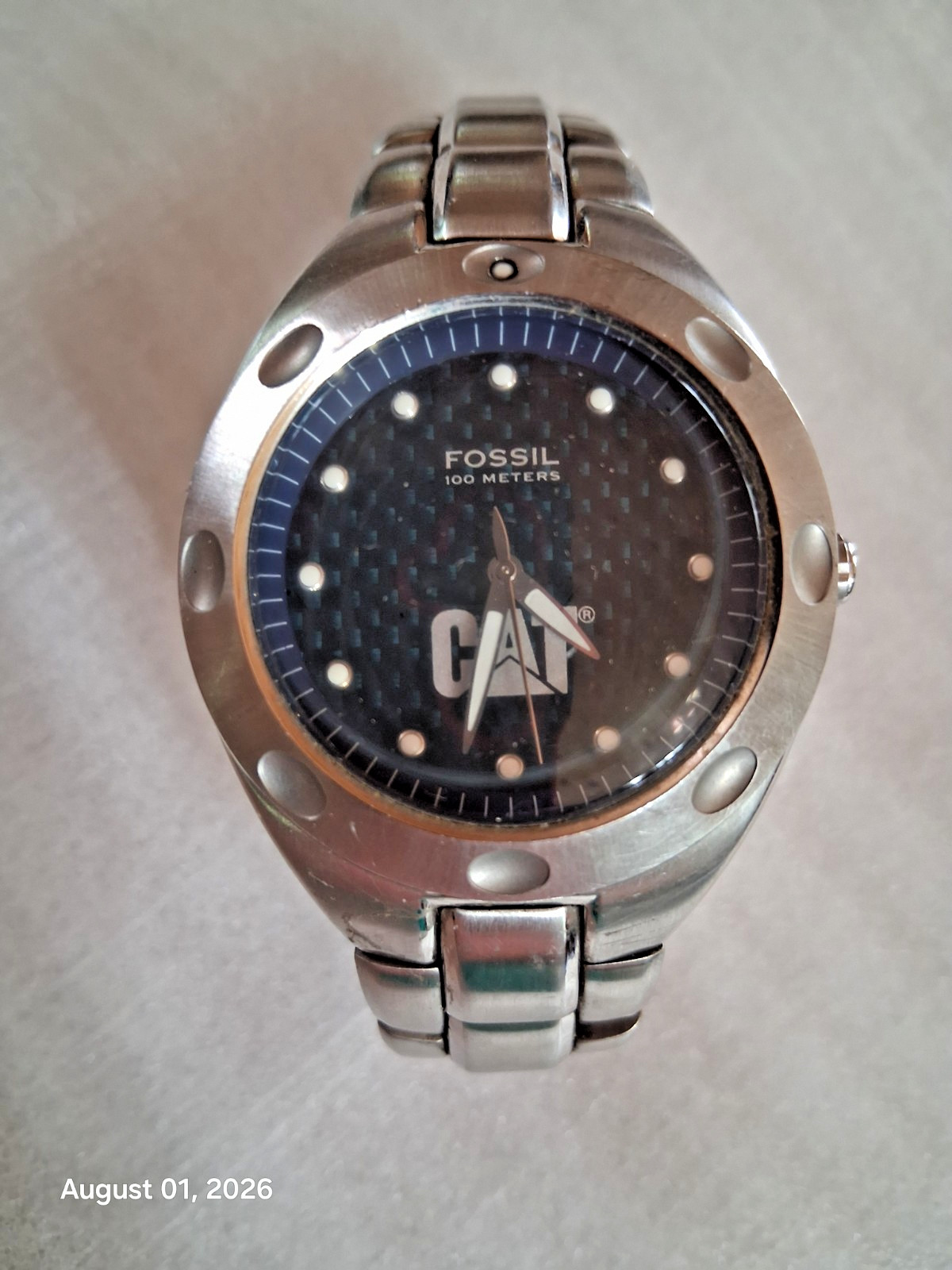 Men’s Fossil Blue CAT Caterpillar Promo Watch PR-5098 Working Battery