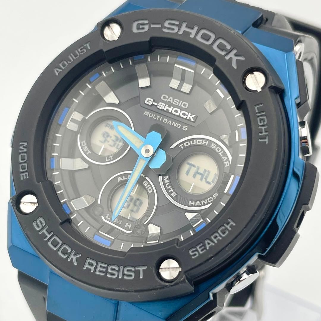 CASIO G-SHOCK GST-W300G-1A2JF Blue Black Analog Digital Watch Used Japan