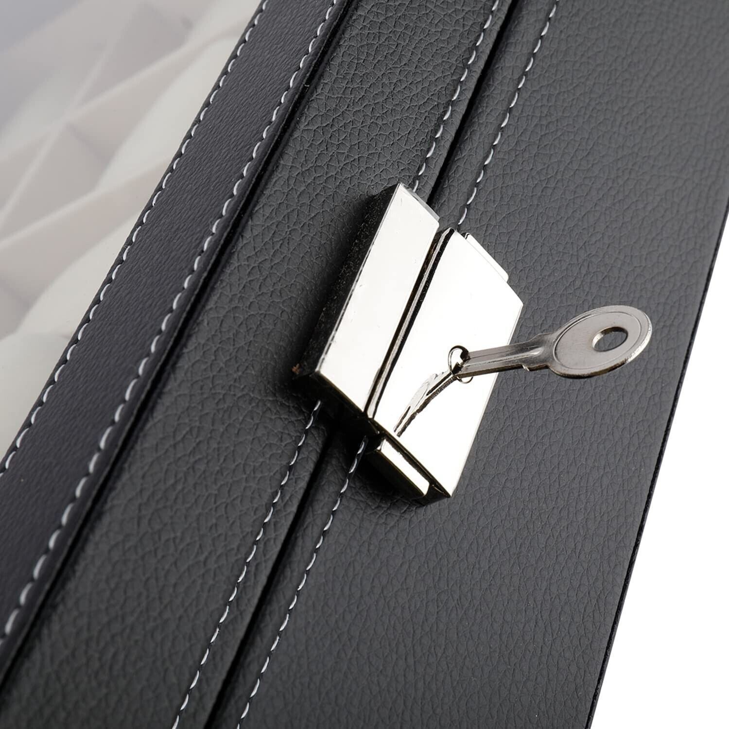 24 Slots Watch Box PU Leather Watch Case Organizer Watch Display Case Lockable ✅