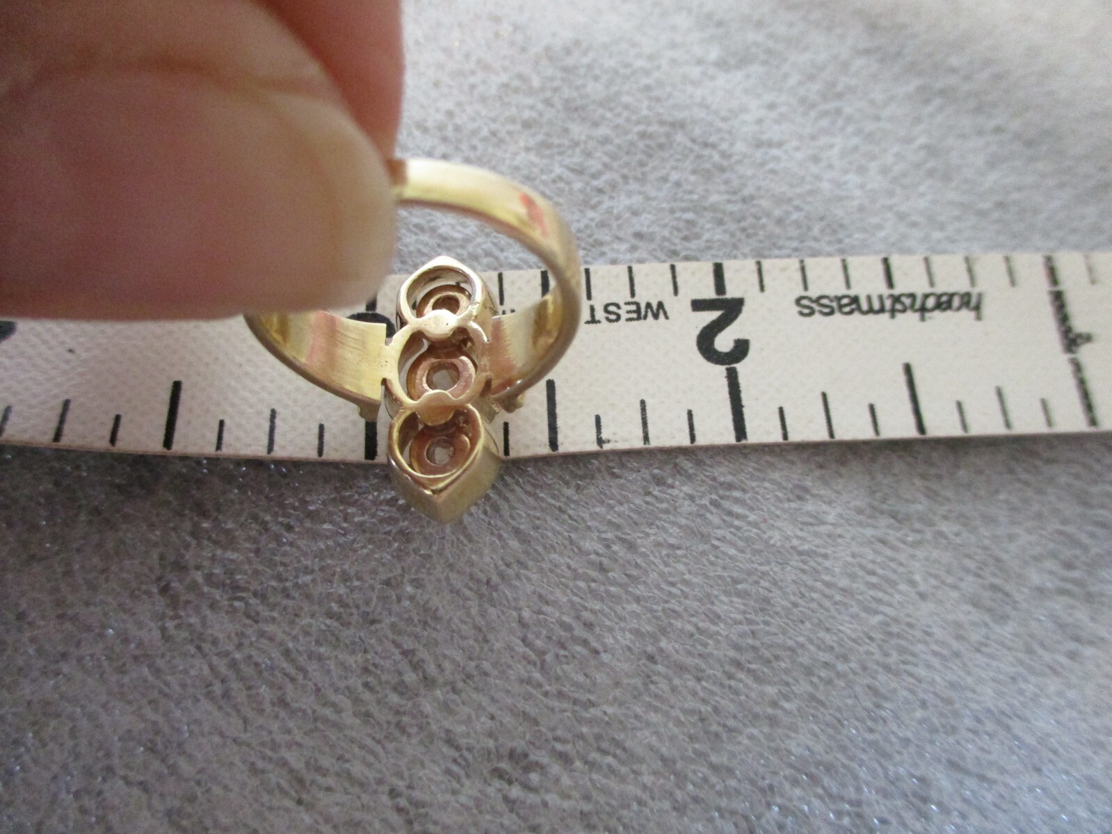 VTG 14K YELLOW GOLD (.30ct APPOX) DIAMOND RING 3 VERTICAL BUTTERCUP SZ 5.5/5.43g