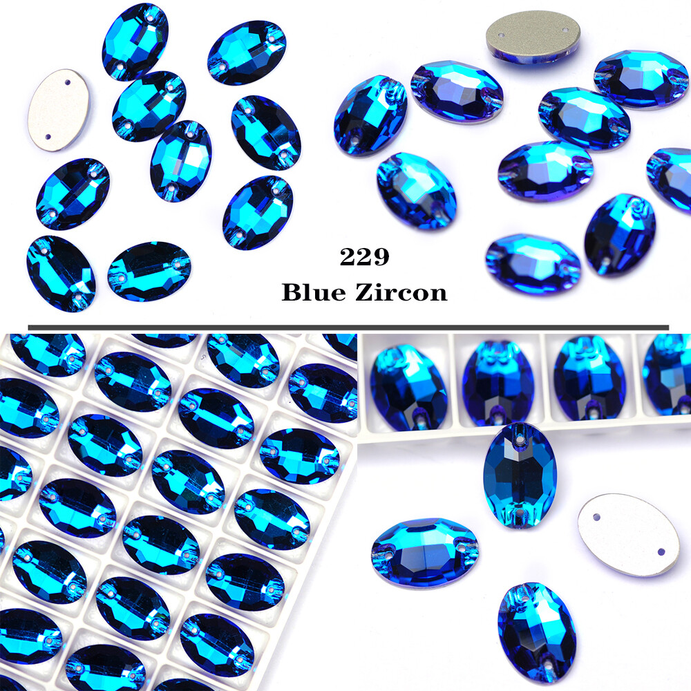 Oval Glass Sewing Strass Flat Back Sew On Crystal Loose Rhinestone for Mask DIY