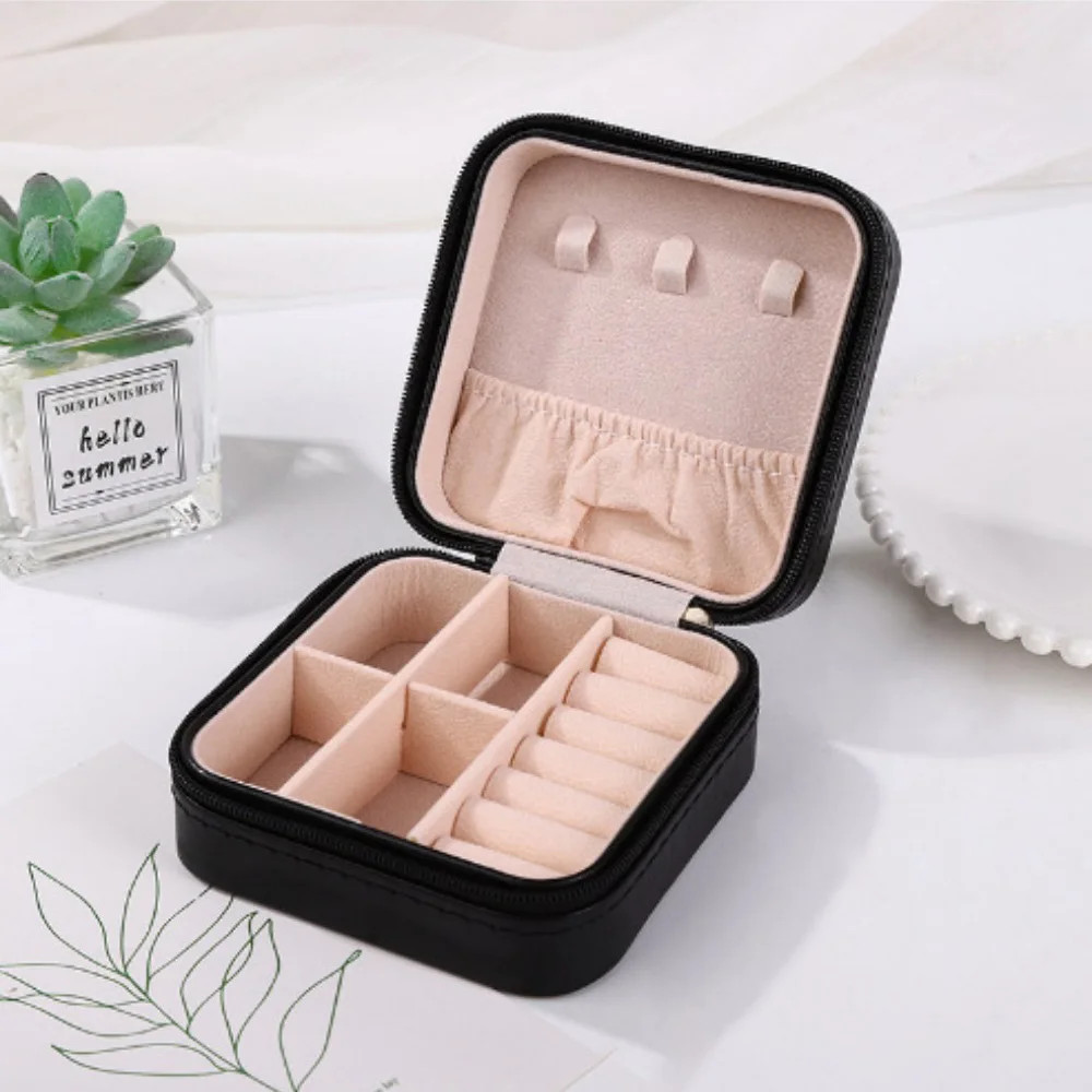 Portable Mini Jewelry Storage Box Travel Organizer Jewelry Case Leather Storage