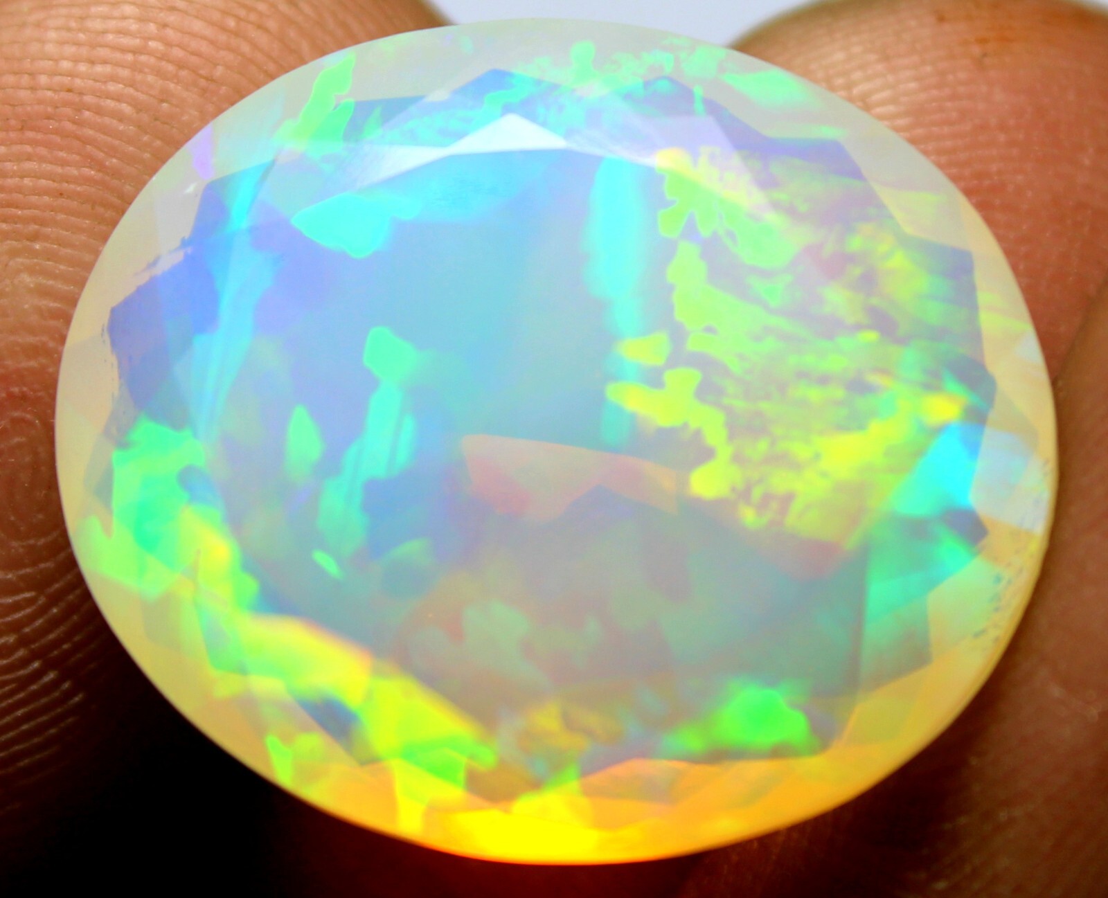Natural Ethiopian Multi Fire Opal Faceted Loose Gemstone 13.90 Cts Certification