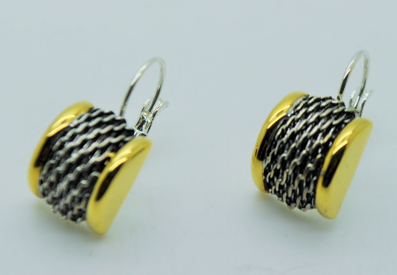 Simply unique modern style two tone drop/Dangle fashion French clip earrings -3