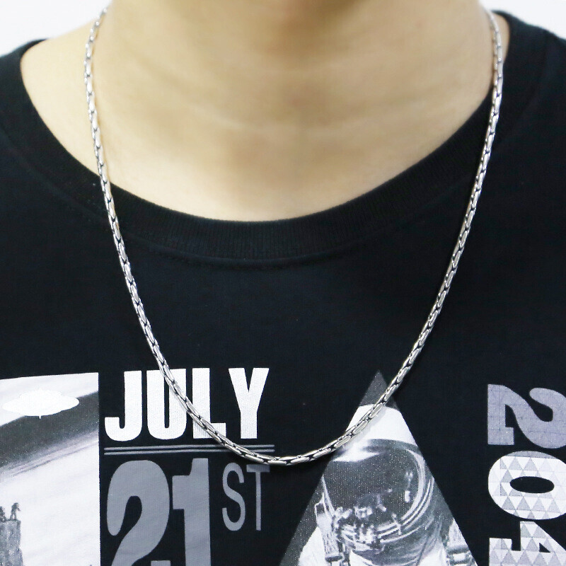 Real 925 Sterling Silver Necklace Men Women 3mm Long Box Snake Link Chain