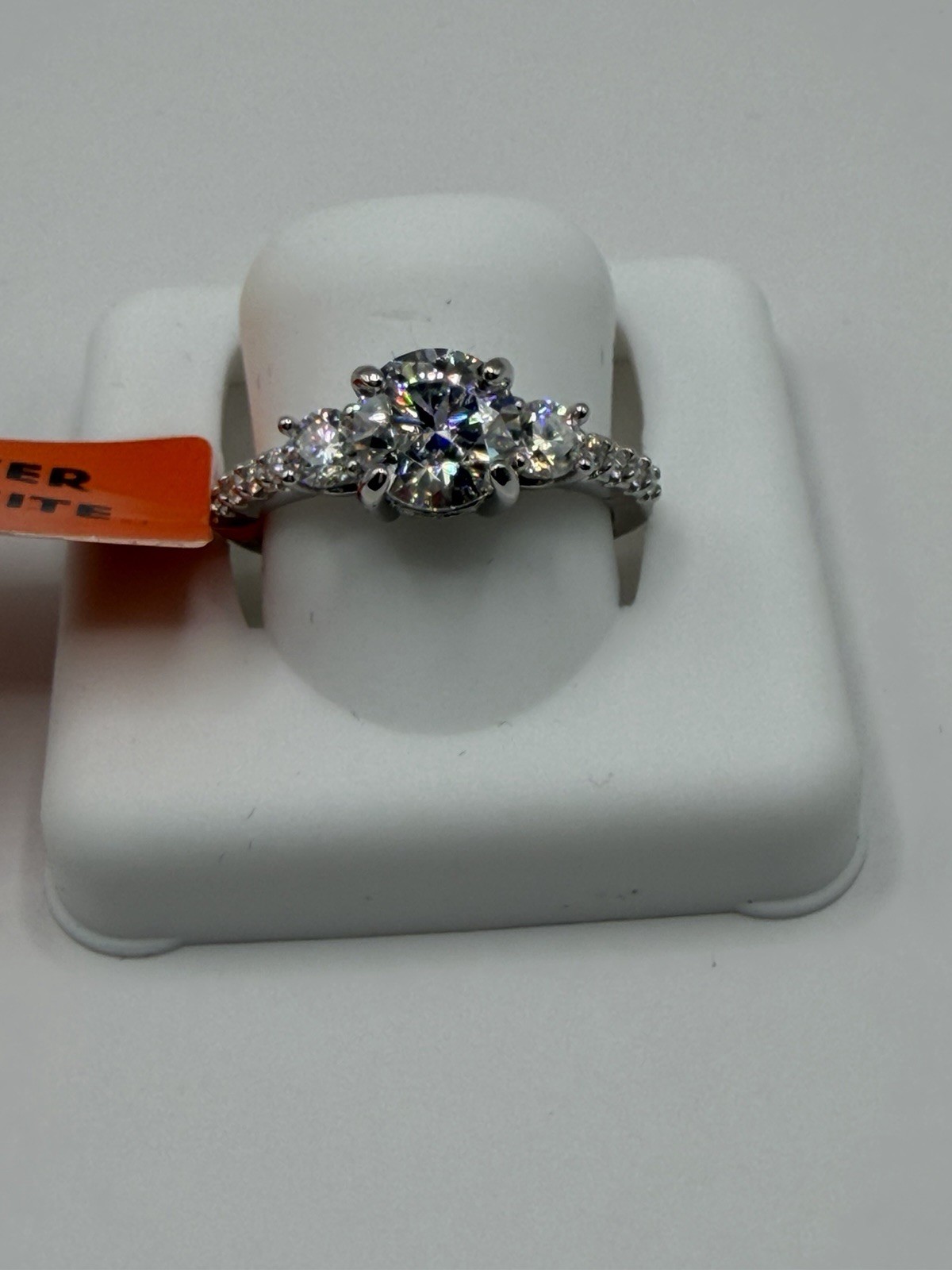 Stamped 925 Sterling Silver Moissanite Round Prong Band Ring Size 6