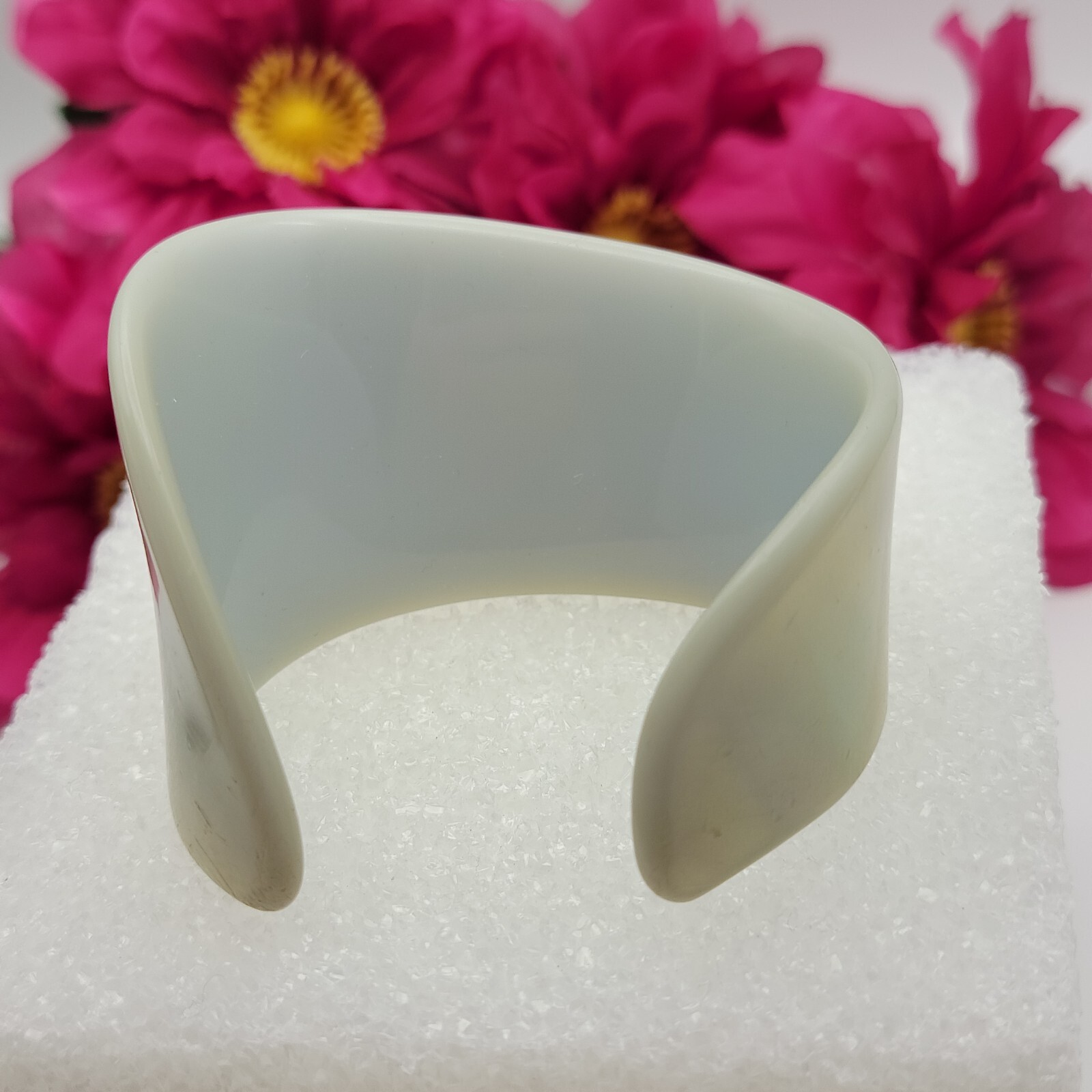 Blue Pearlized Lucite Asymmetrical Cuff Bracelet 6 Inch