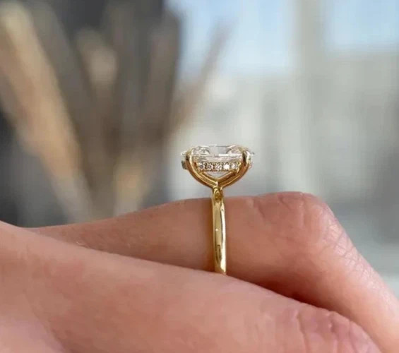 Halo Diamond Ring Oval Cut IGI Certified Lab Grown 14k Yellow Gold 3.2 Ct VVS EF