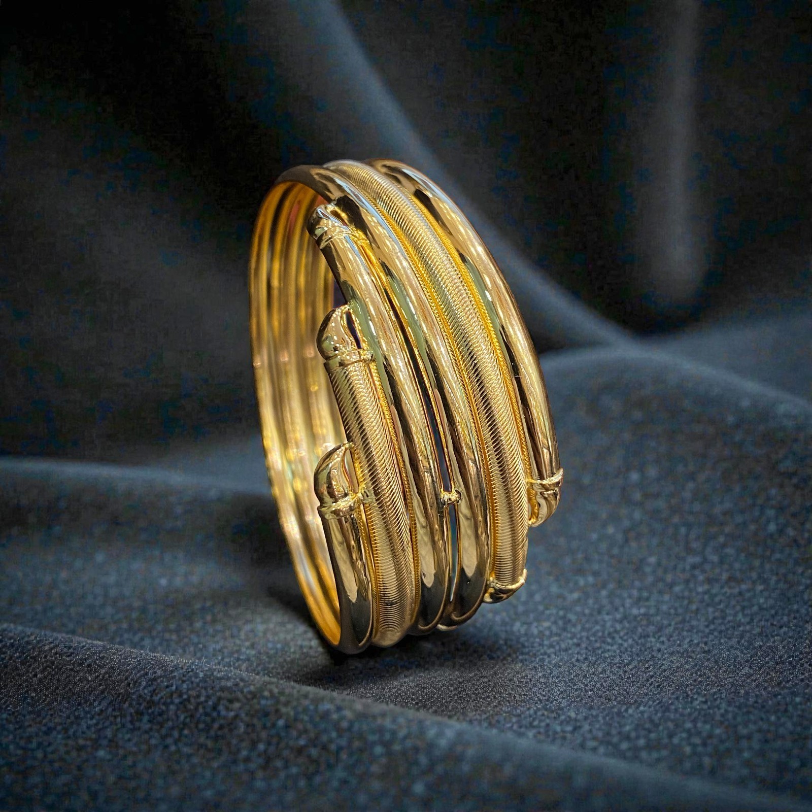 Stunning Dubai Handmade Women’s Bangle Bracelet In Certified 22Karat Yellow Gold
