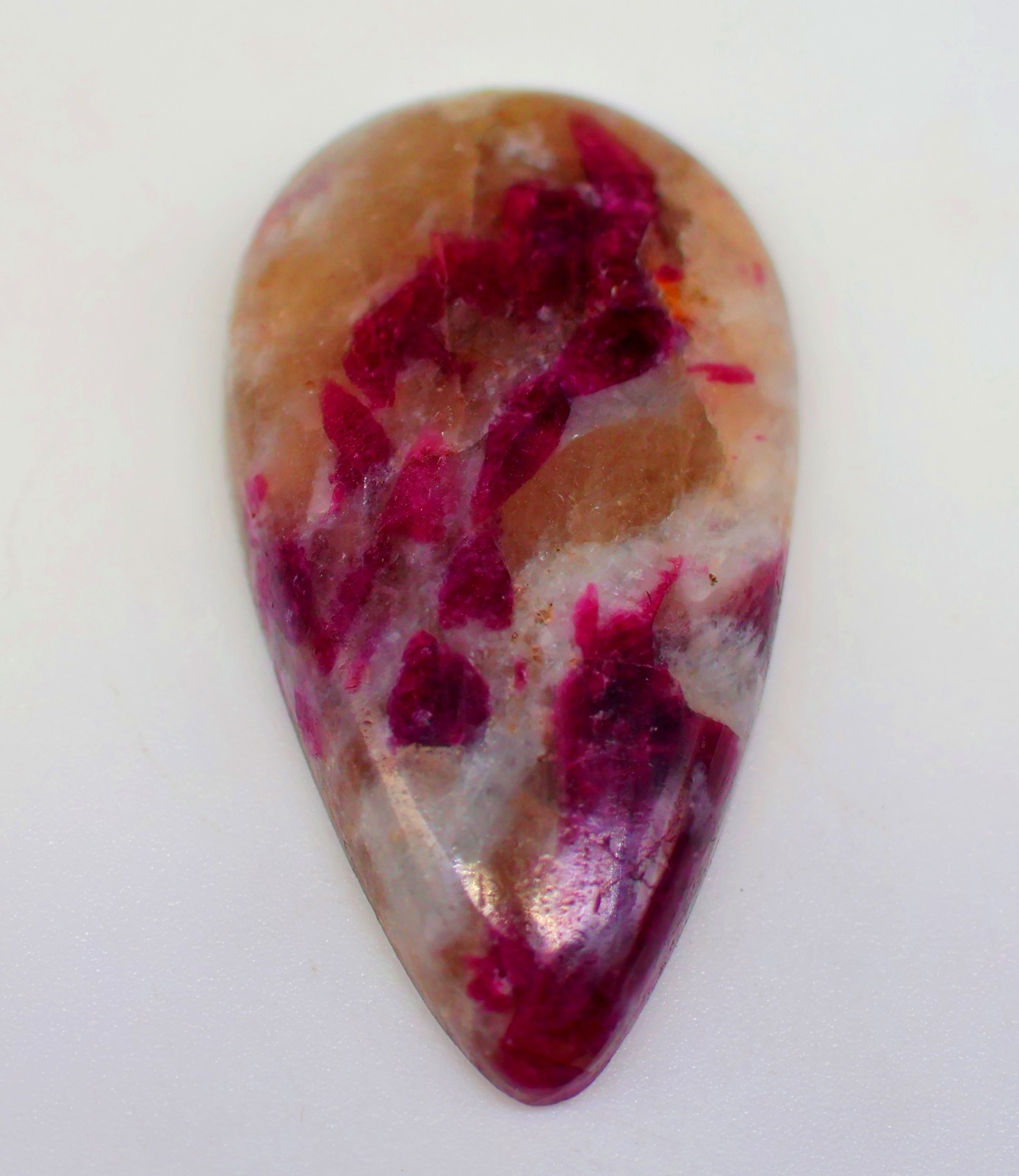 36 Ct 5X19X33 mm Natural Red Tourmaline Quartz Pear Cabochon Gemstone KZ-86
