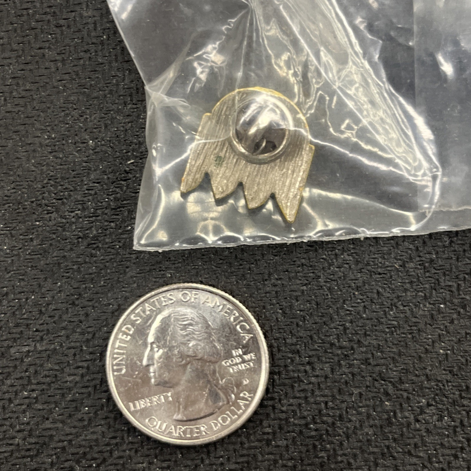 Vintage Pacman Ghost yellow enamel pin lapel tie tack Goggly eyes