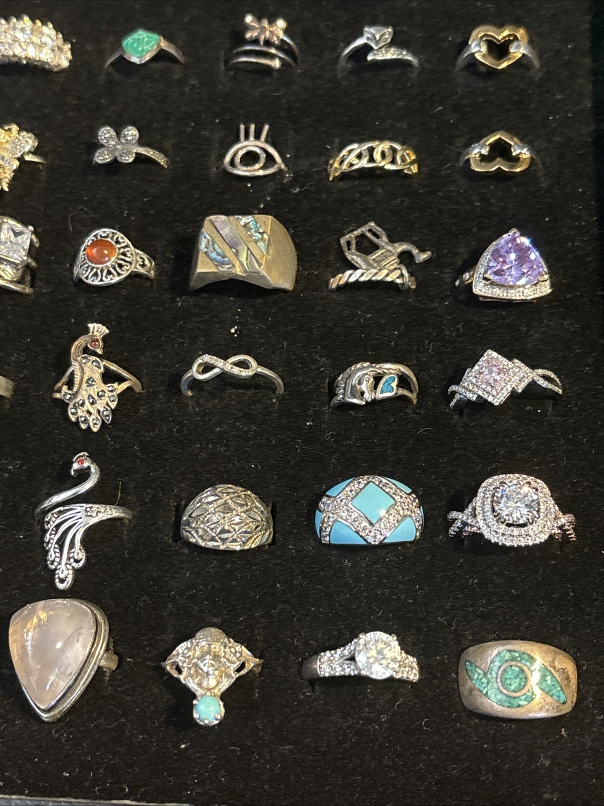 925/ Sterling 72 Rings Of Diff Sizes ,Stones And Styles Vtg / newCollection