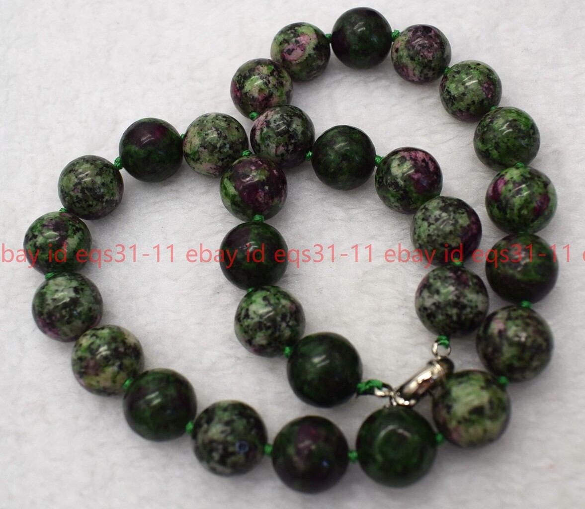 14mm Fashion Red Gems in Zoisite Round Gemstone Beads Necklace 16-48”
