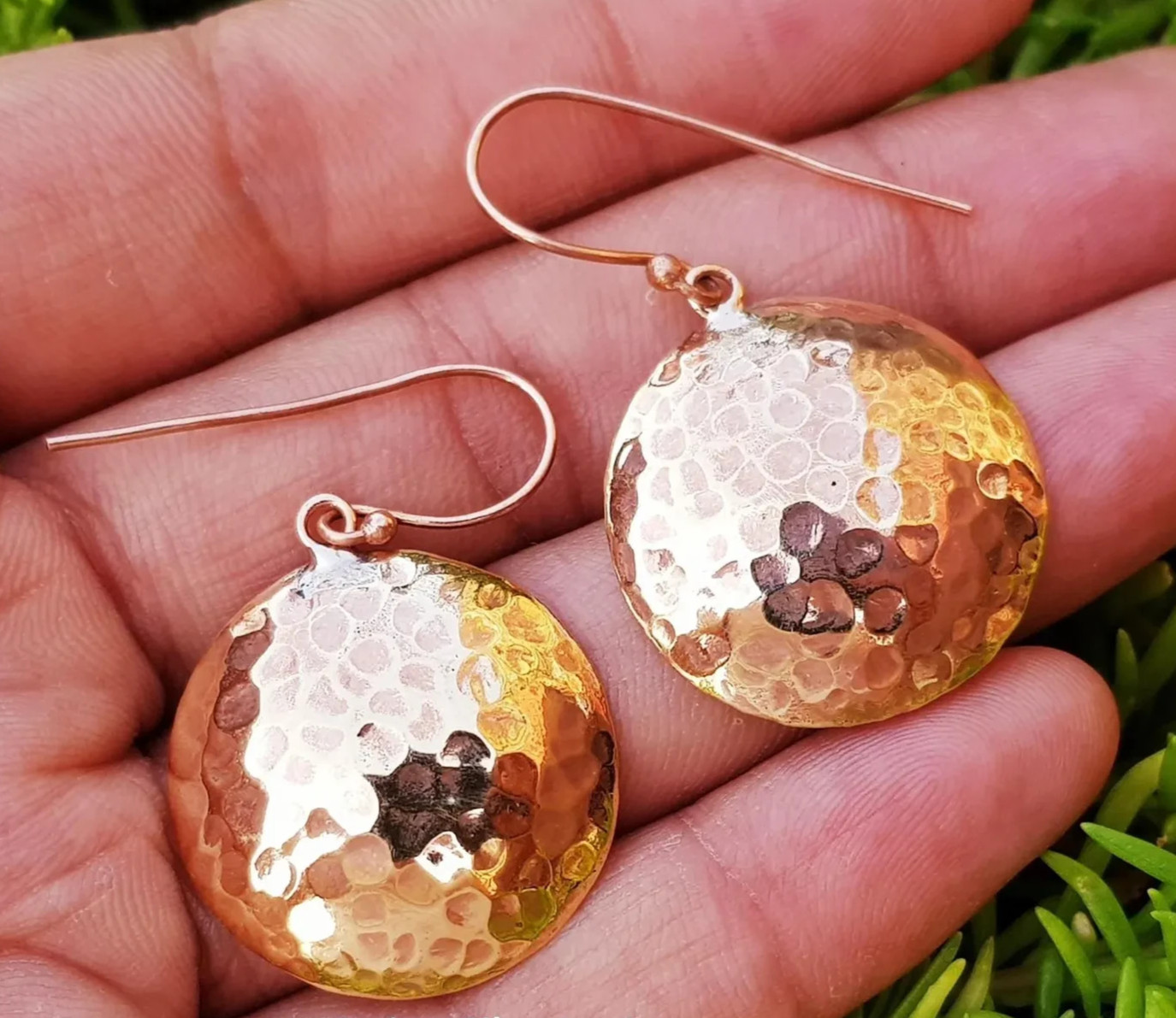 1 Pair Pure Copper Healing Circle Hook Earrings, Jewelry Spiritual Kriya
