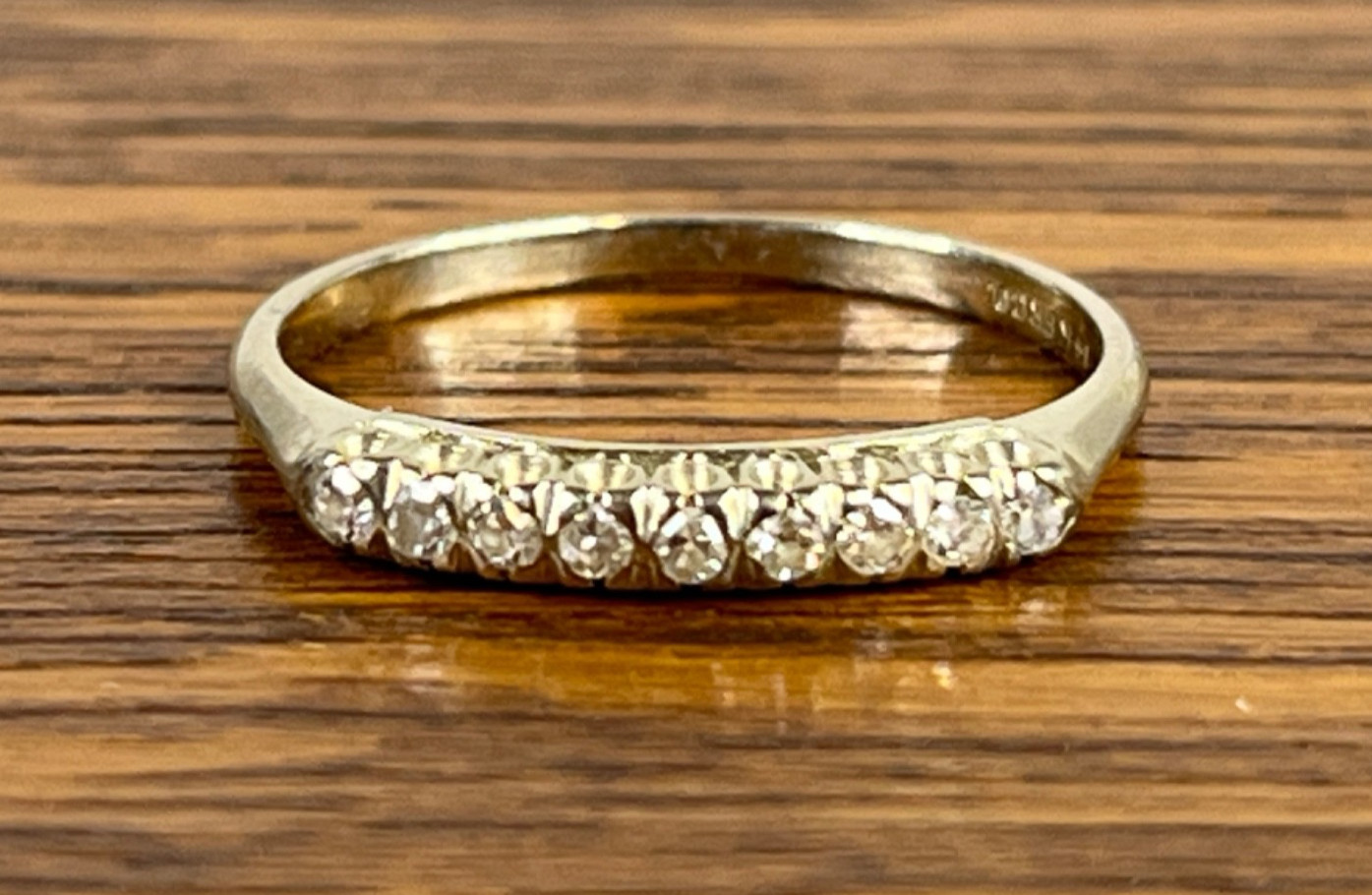 1930s Art Deco 14K White Gold Old European Cut OEC Diamond Stackable Band Ring