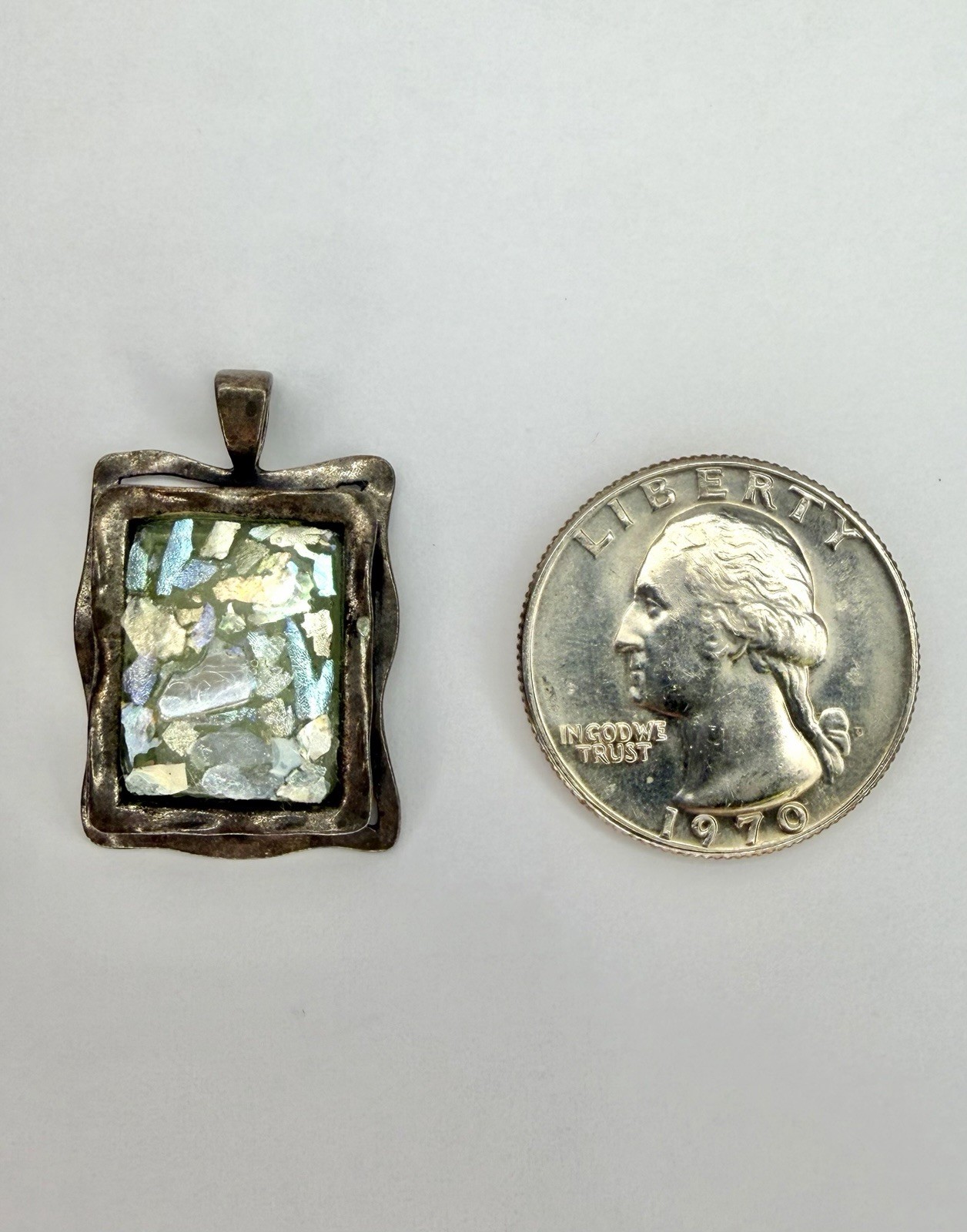 PZ Paz Creations Israel Sterling Silver Roman Glass Pendant