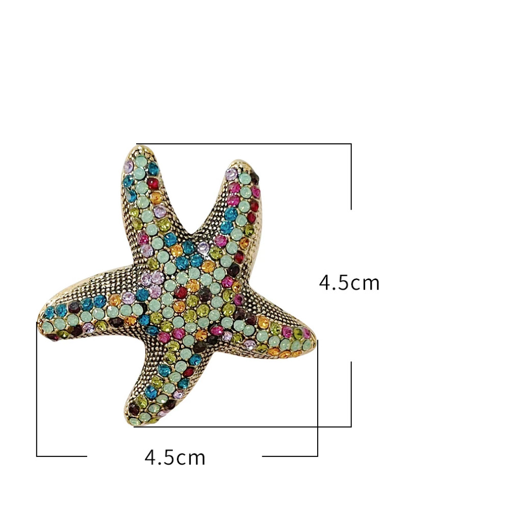 Colorful Starfish Rhinestone Brooch –Ocean Beach Winter Pin Coastal Jewelry Gift