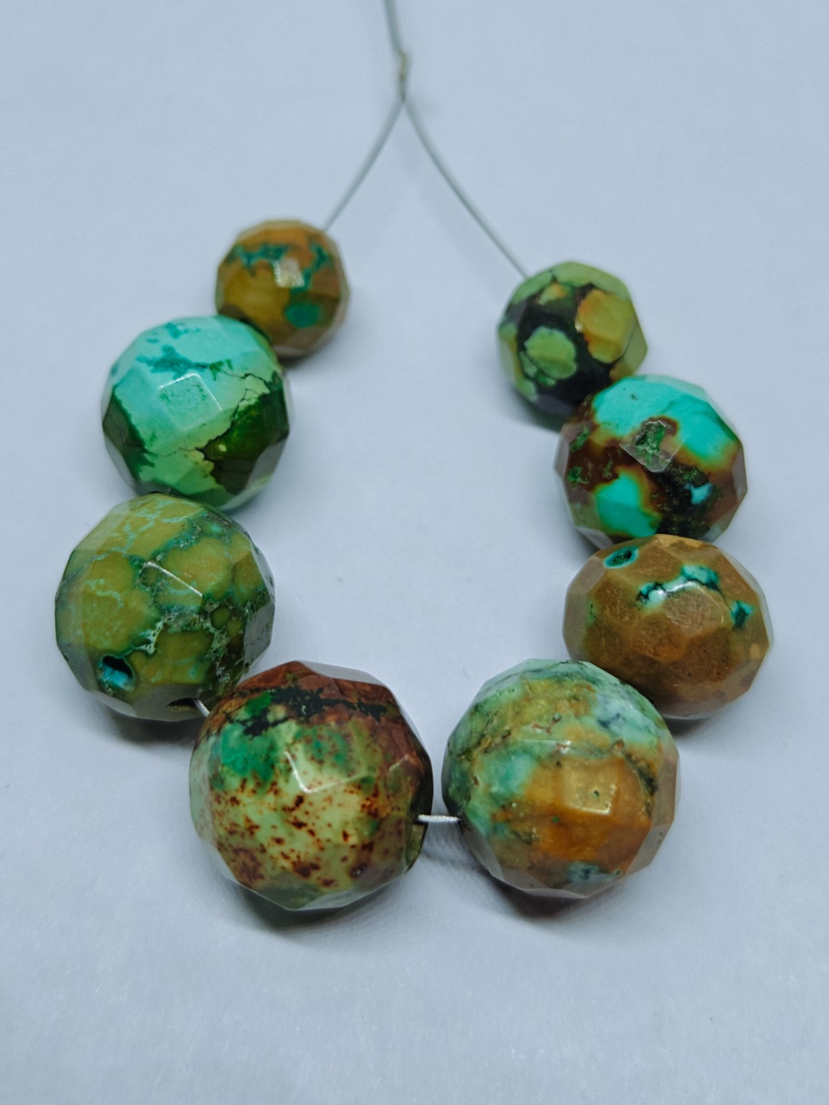 Natural Hubie Turquoise Faceted Round Beads, Loose Gemstone Jewelry Beads 65 Cts