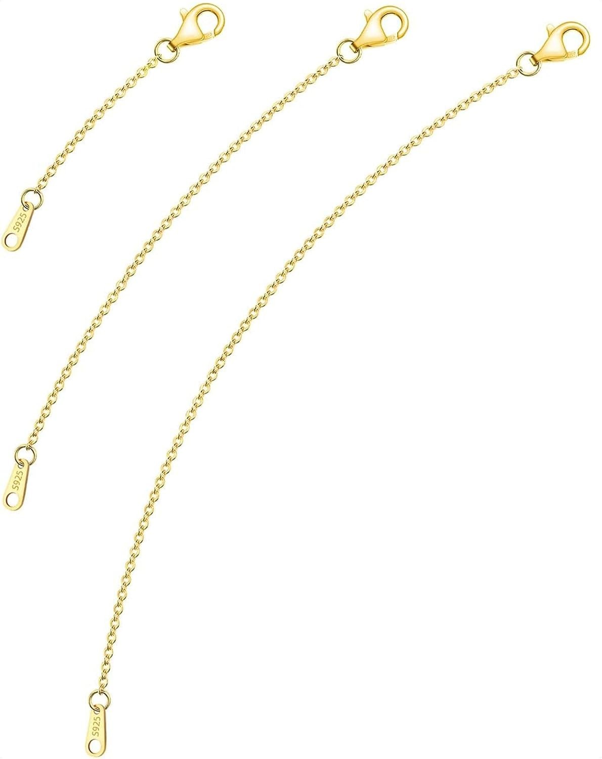 Luxury 925 Sterling Silver & Gold Necklace Extenders – 2, 4, 6 Inch Sets