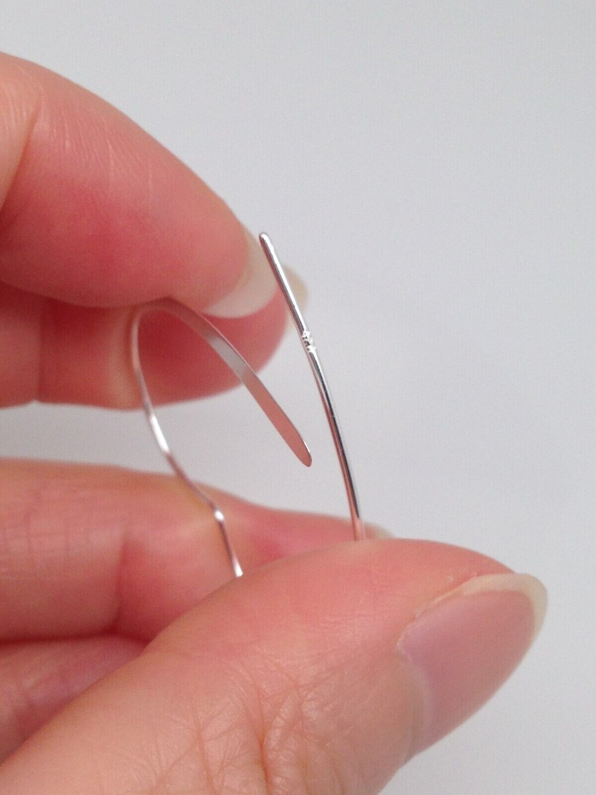 925 Sterling Silver Heart Threader Hoop Earrings Plain 34mm(1.34″)x32mm