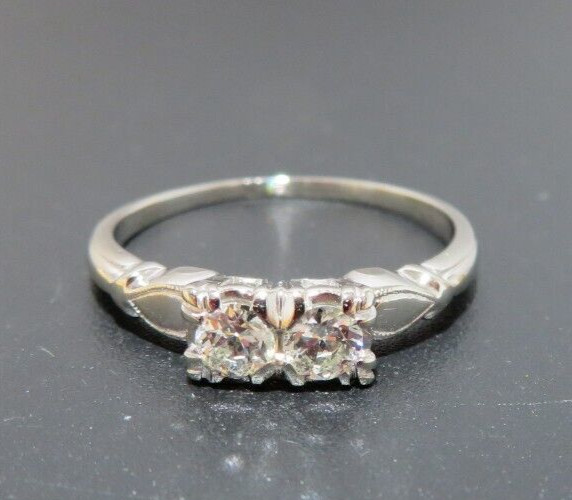 14K WG 2-ROUND DIAMOND FOREVER US RING 0.35 tcw SZ 8 2.58 grams (AI-2267)