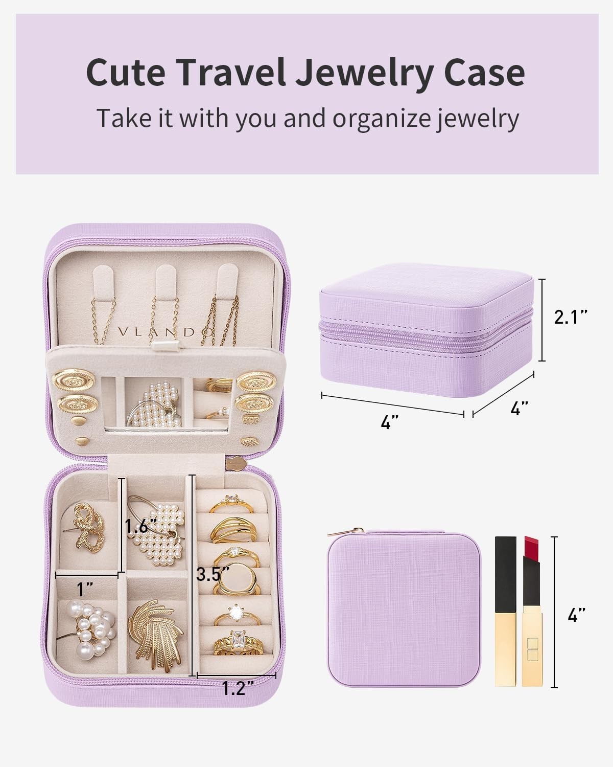 Small Travel Jewelry Box Organizer – Girls Women Gift Rings Earrings Necklace…