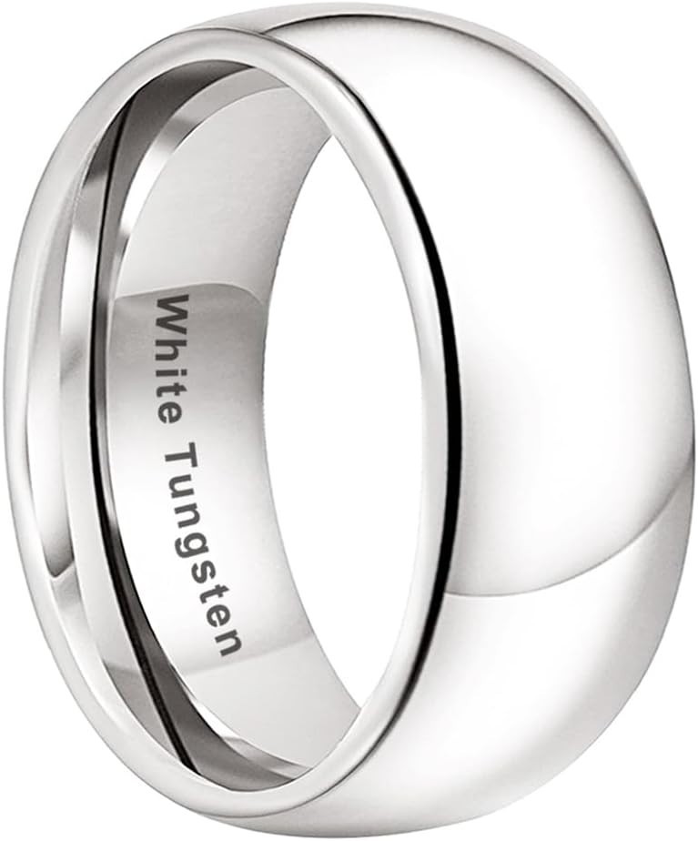 2mm 3mm 4mm 5mm 6mm 7mm 8mm 10mm White Tungsten Rings for Men Women Engagemen…