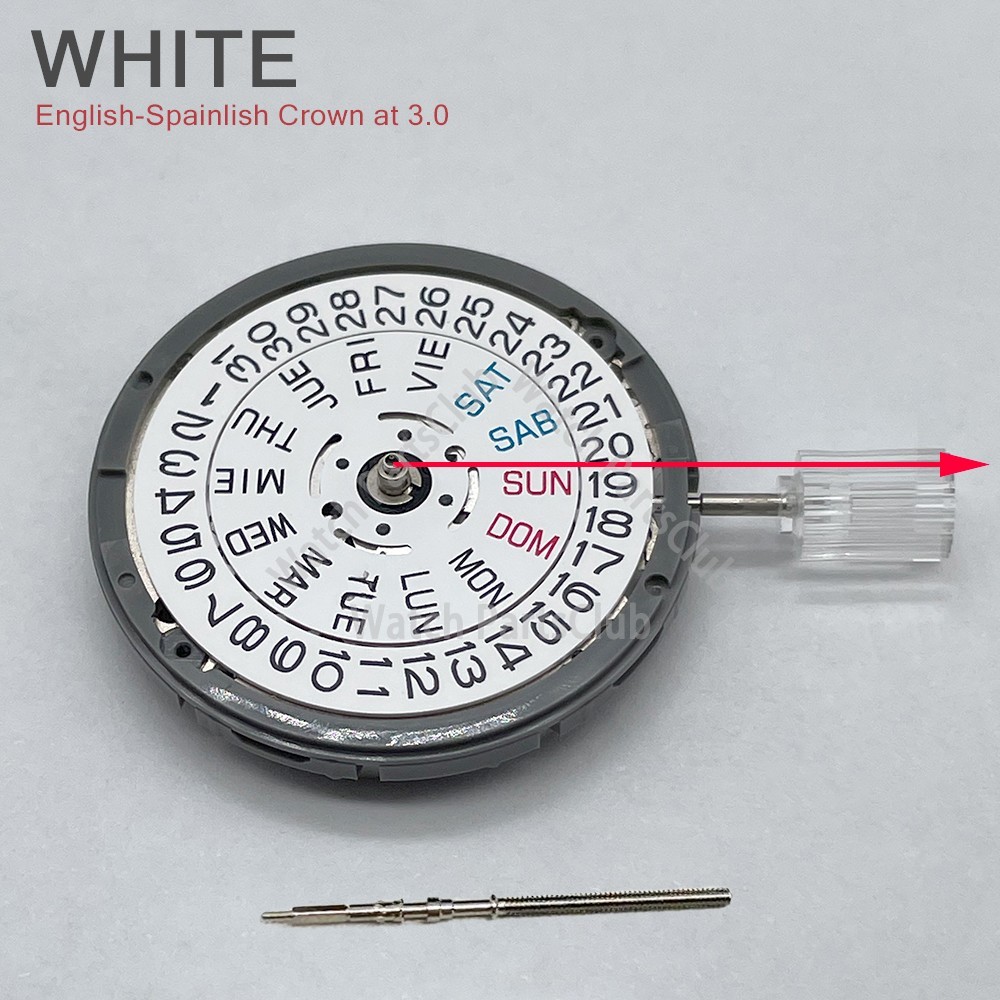 Japan Genuine NH36A Movement English-Spanish Datewheel Crown at 3.0/3.8 O’clock
