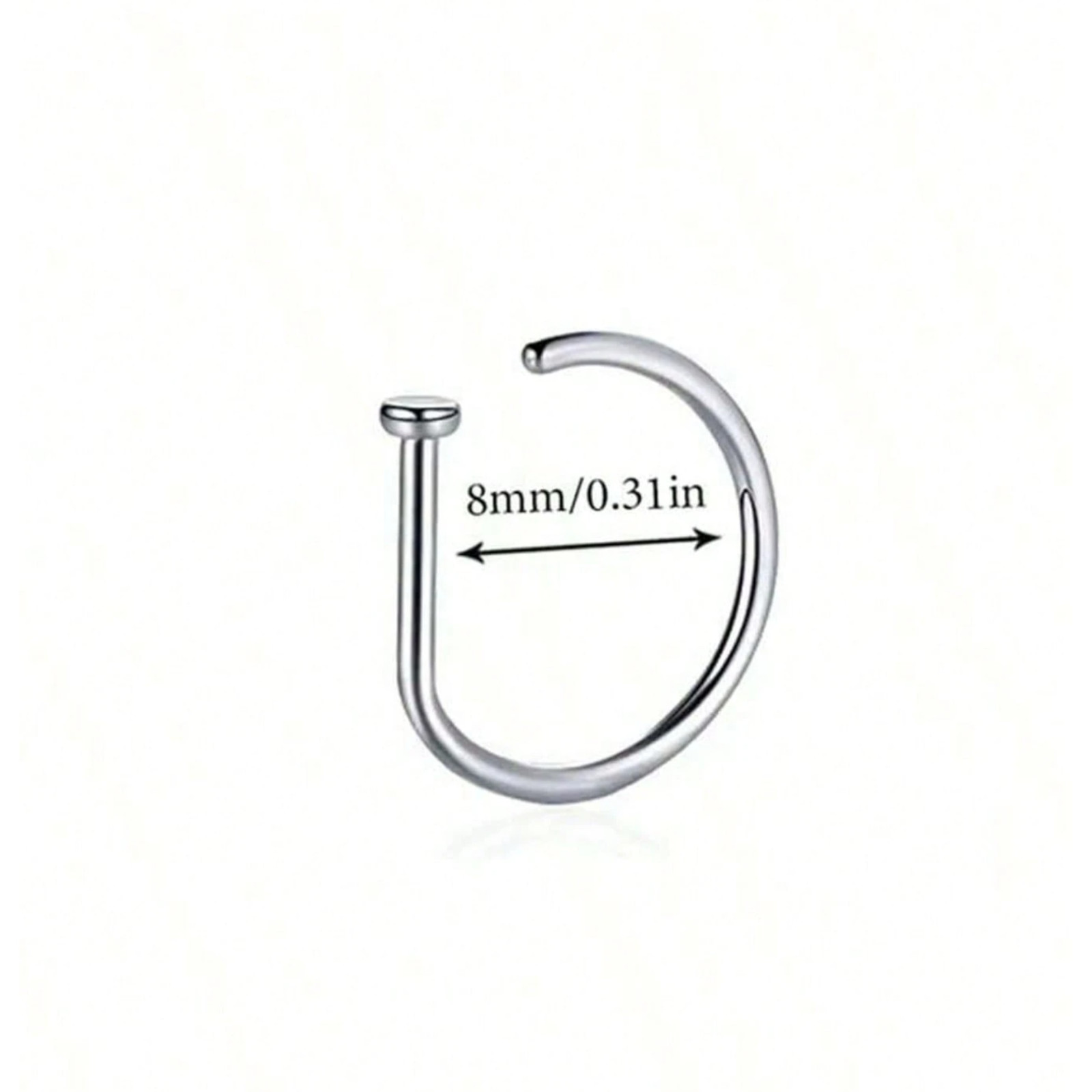 5Pcs Stainless Steel Fake Piercing Nose Ring D-Shape Punk Non Piercing Nose Clip